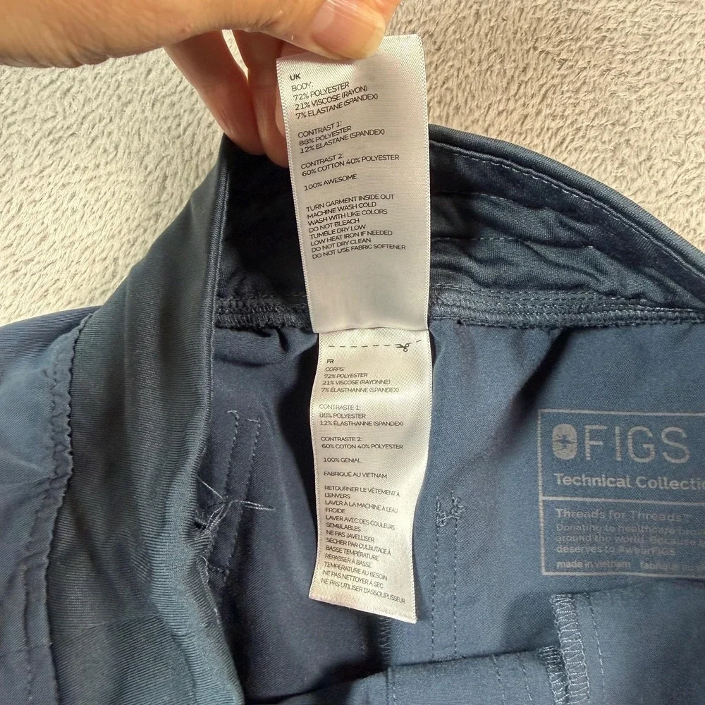 FIGS Zamora Jogger Scrub Pants Womens XS Blue Cargo Stretch Medical